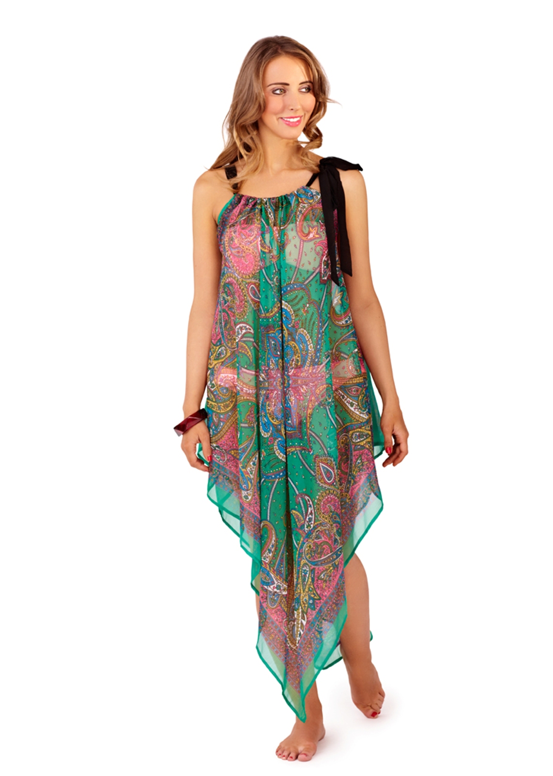 Womens Chiffon Kaftan Beach Cover Up Short Long Paisley Summer Dress