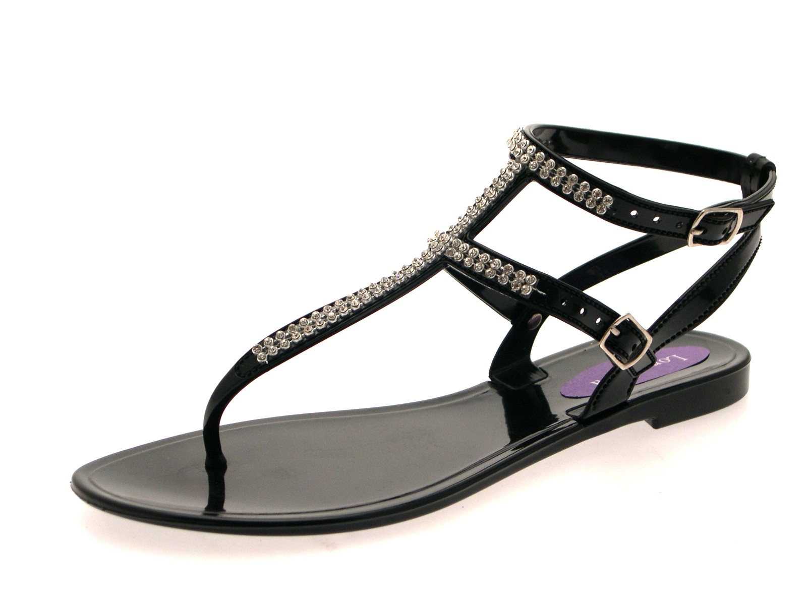 ladies black diamante sandals