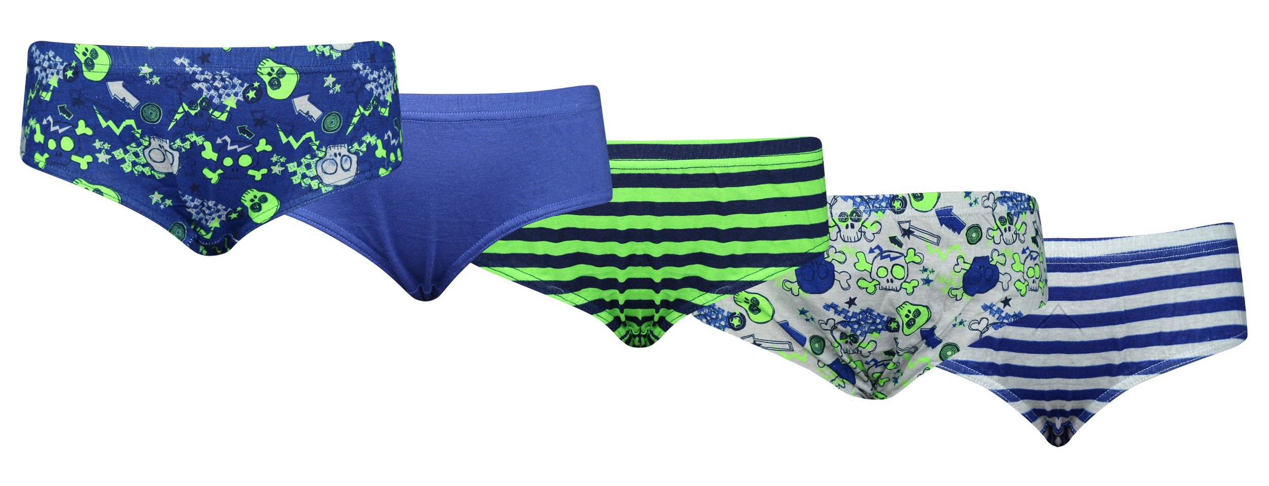 Kids Boys 5 Pairs Pack 100 Cotton Striped Briefs Childrens Underwear