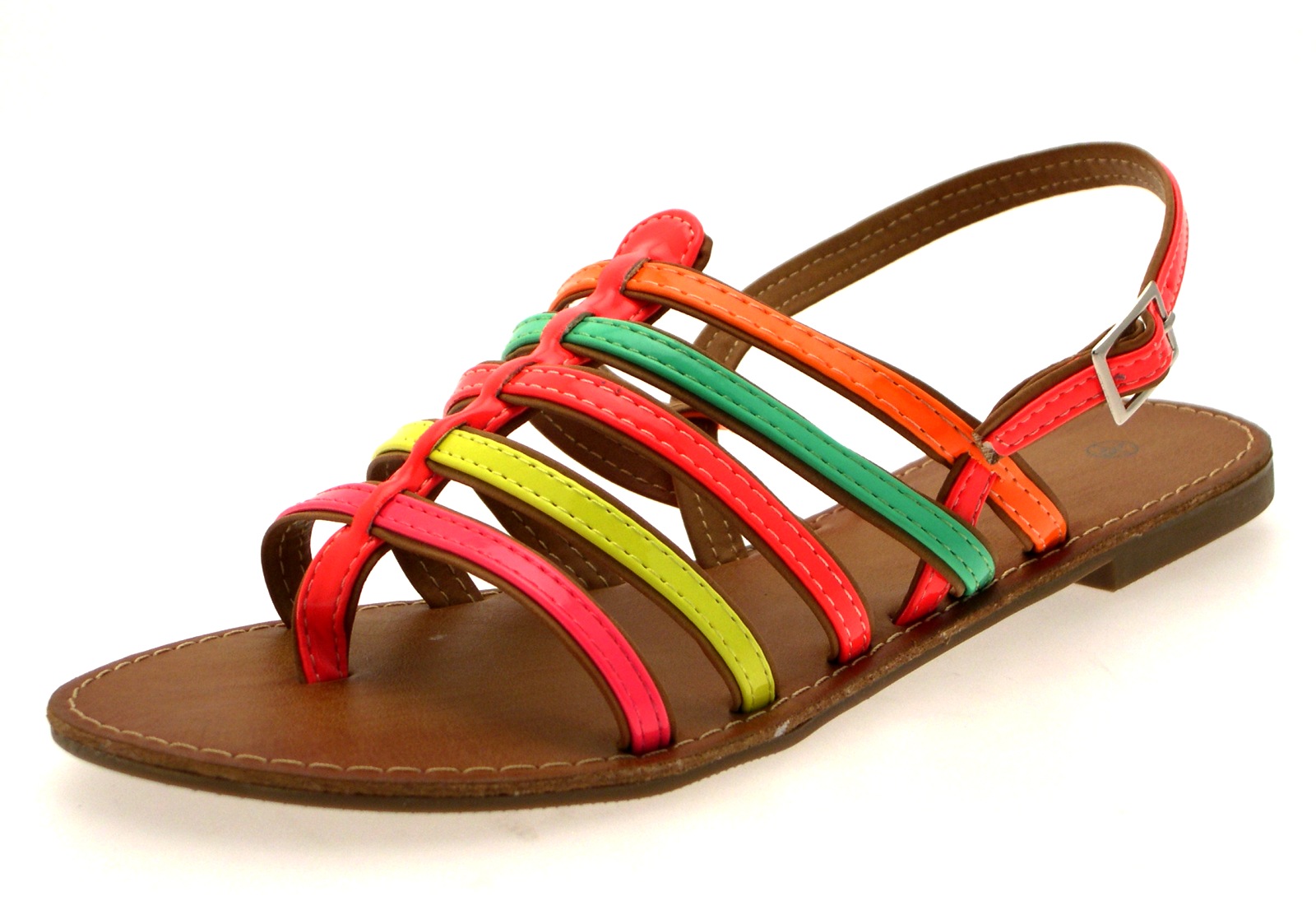 neon footbed sandals