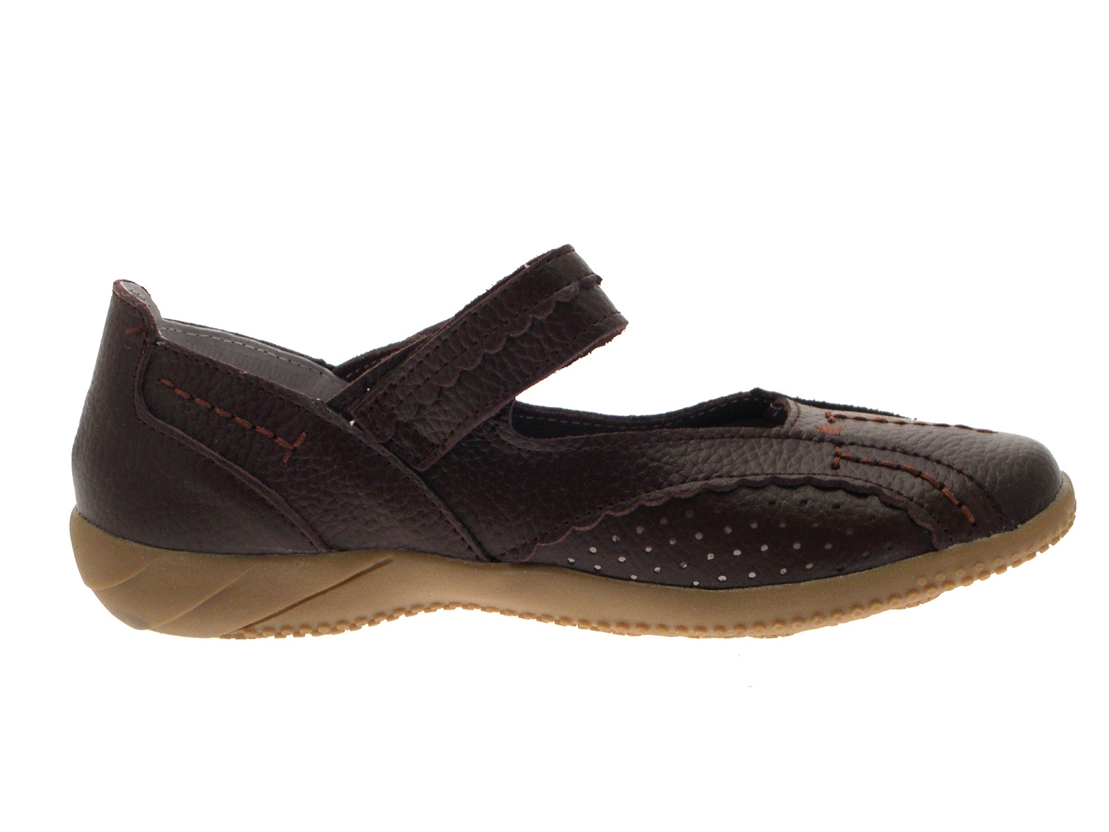 Womens Leather Casual Comfort Mary Jane Flat Velcro Shoes Ladies Size