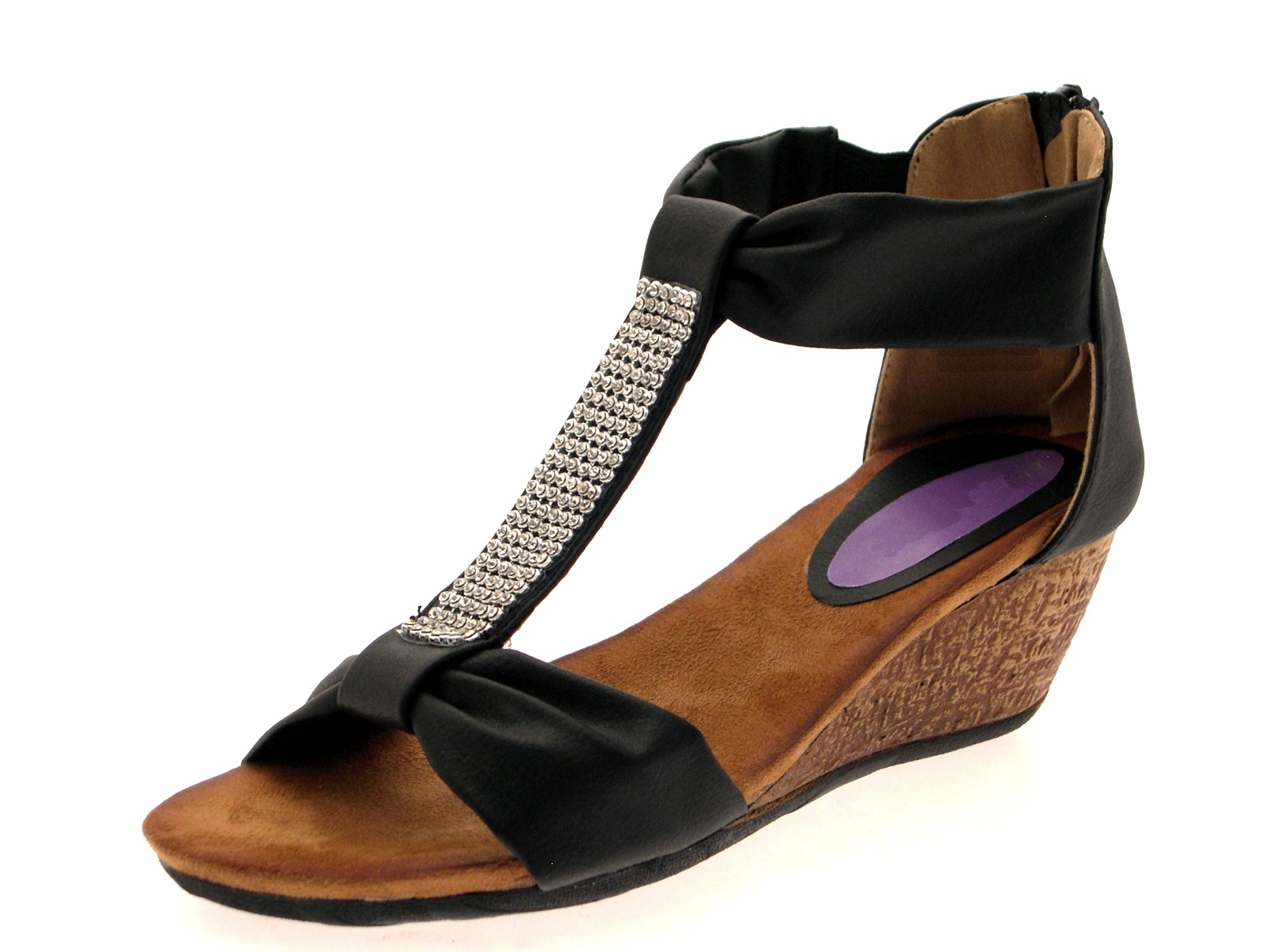 women wedge sandals black