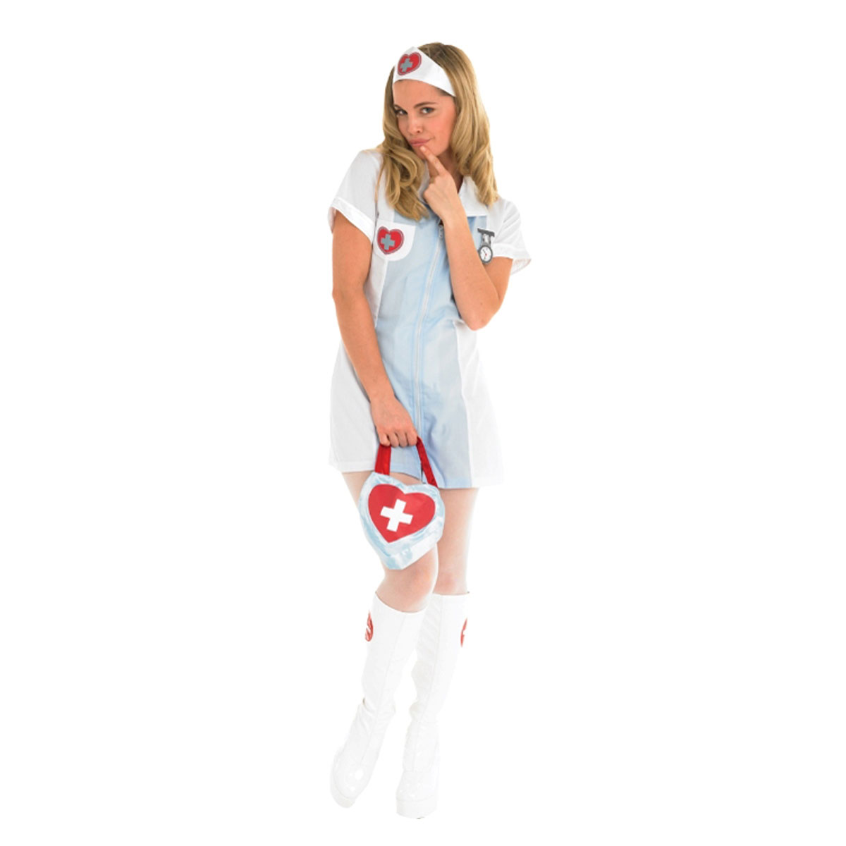 Official Adult Nurse Fancy Dress Costume Light Blue White M 12 14