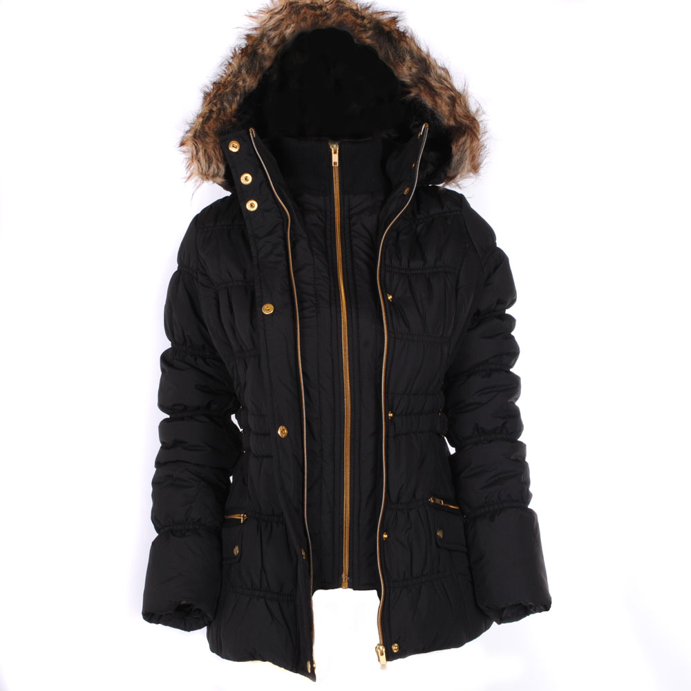 womens bubble jacket with fur hood