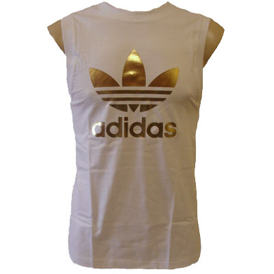 Adidas Originals Team Sleeveless VestTop WhiteGold