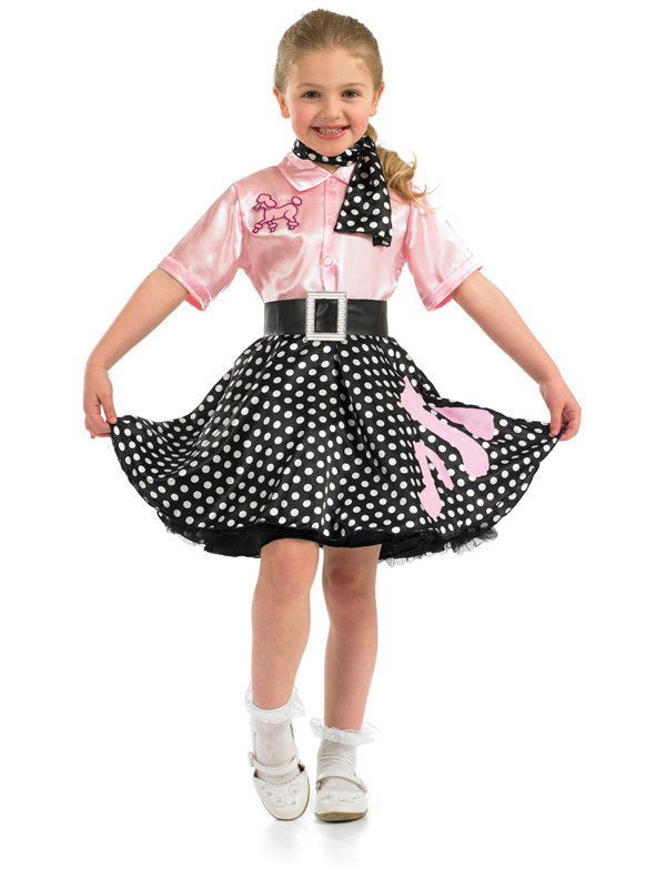 Child Rock n Roll Disco Girl Fancy Dress Costume 50s Kids Girls Female