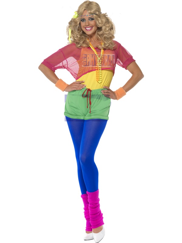 Adult Let's Get Physical Outfit Fancy Dress Costume 80s Sexy Sports