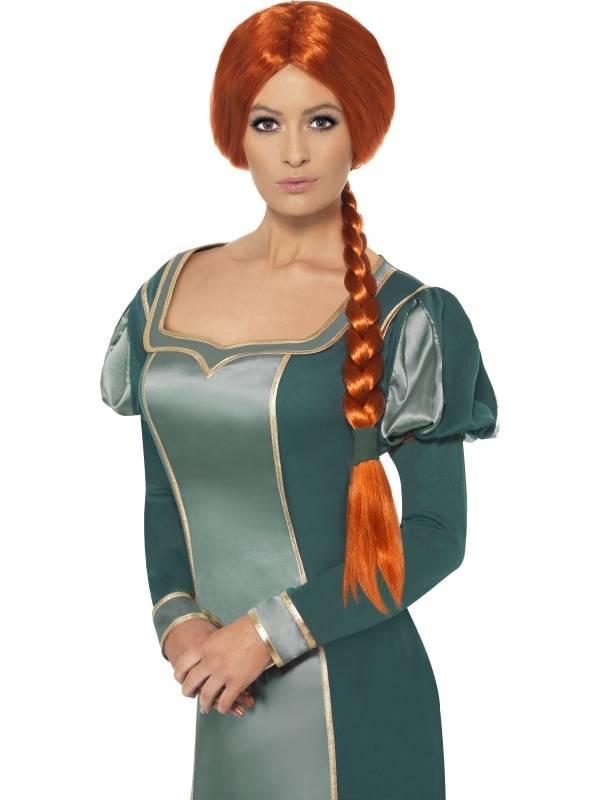 Adult Ginger long Plait Wig Princess Fiona Shrek Fancy Dress Head Wear