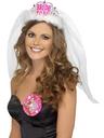 View Item Adult Bride To Be Tiara, White With Veil Fancy Dress Hen Night Party Ladies