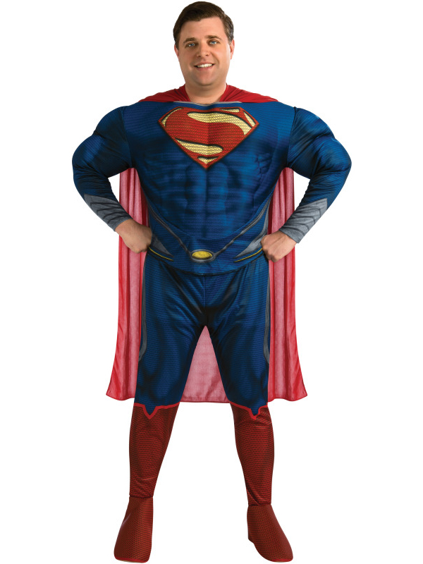 New Adult Superman Muscle Chest Man Of Steel Fancy Dress Costume