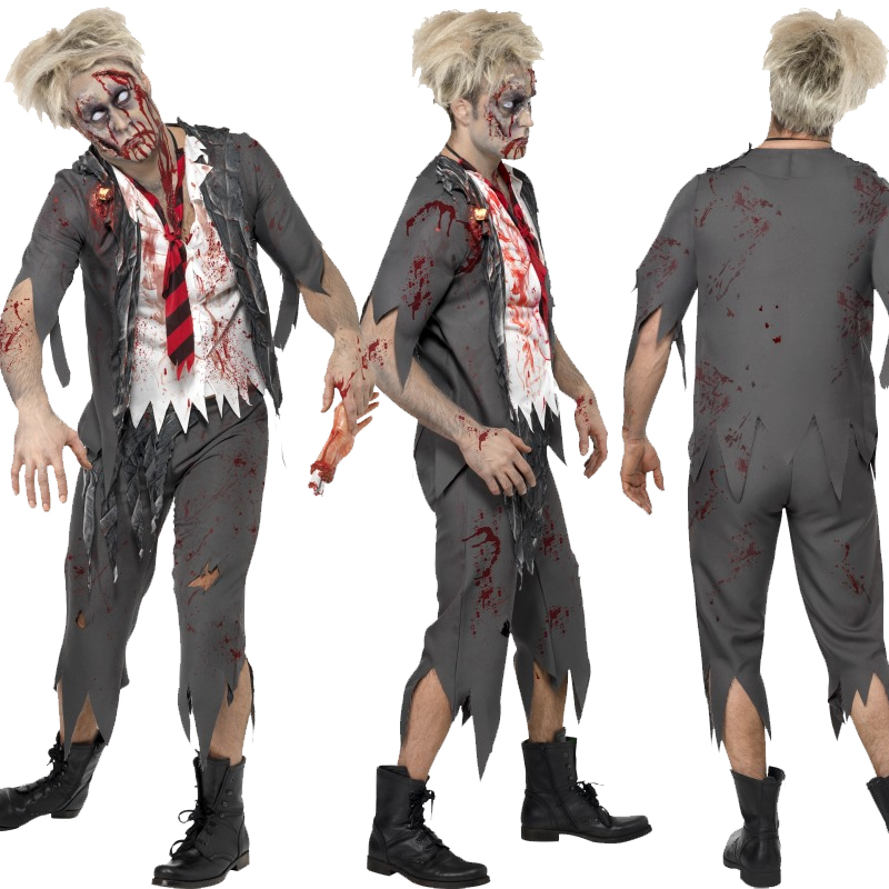 Adult Zombie Fancy Dress Costume Outfit Halloween Undead Make Up Fake