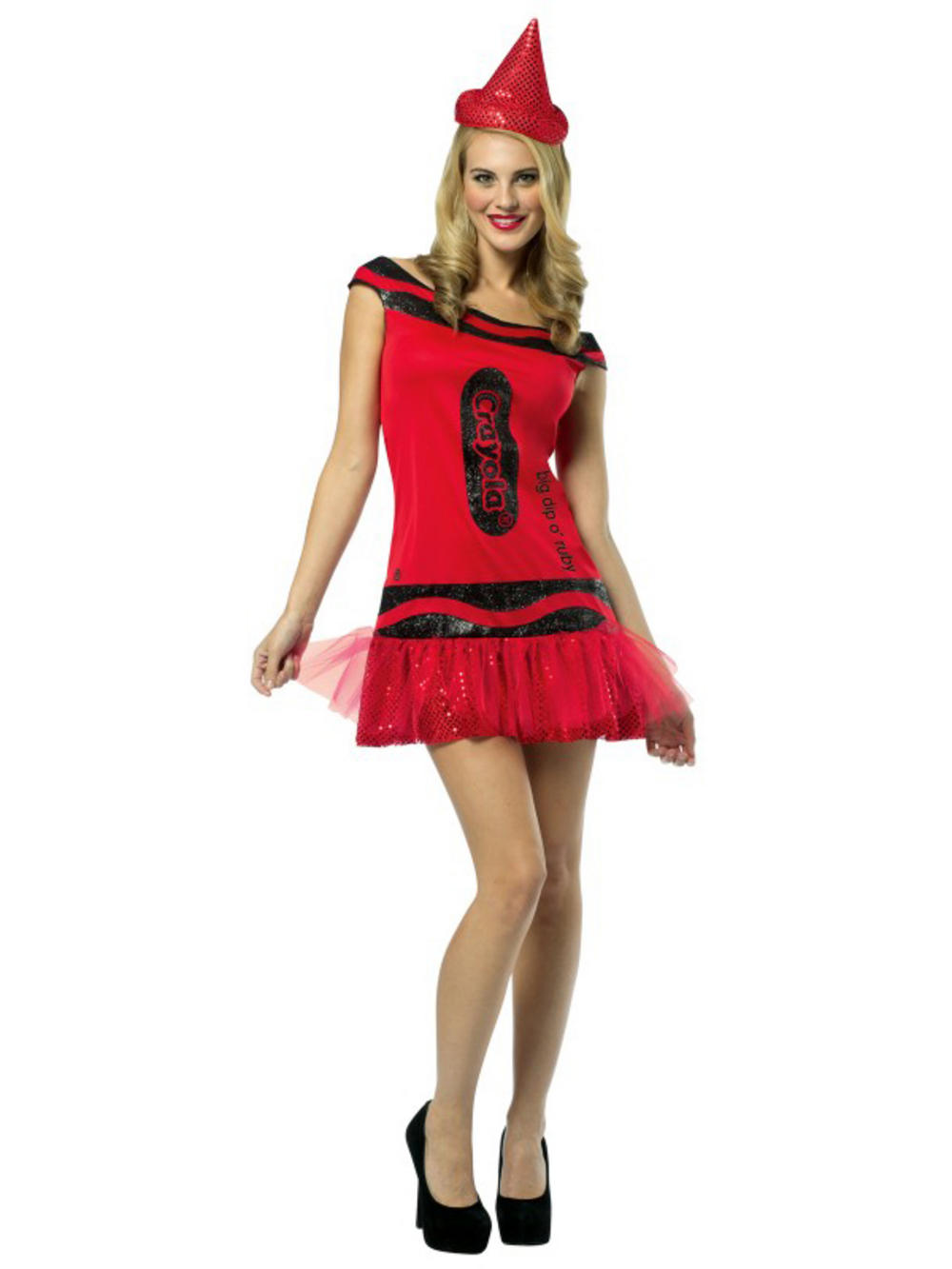 Adult 812 Crayola Ruby Red Glitter Fancy Dress Tutu Costume Sexy