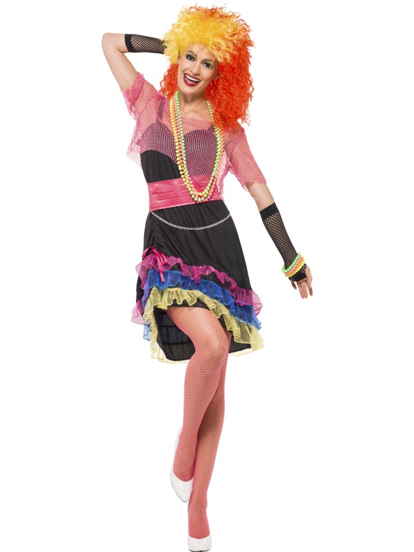 Adult 80s Fun Girl Fancy Dress Costume Cyndi Lauper Ladies Womens