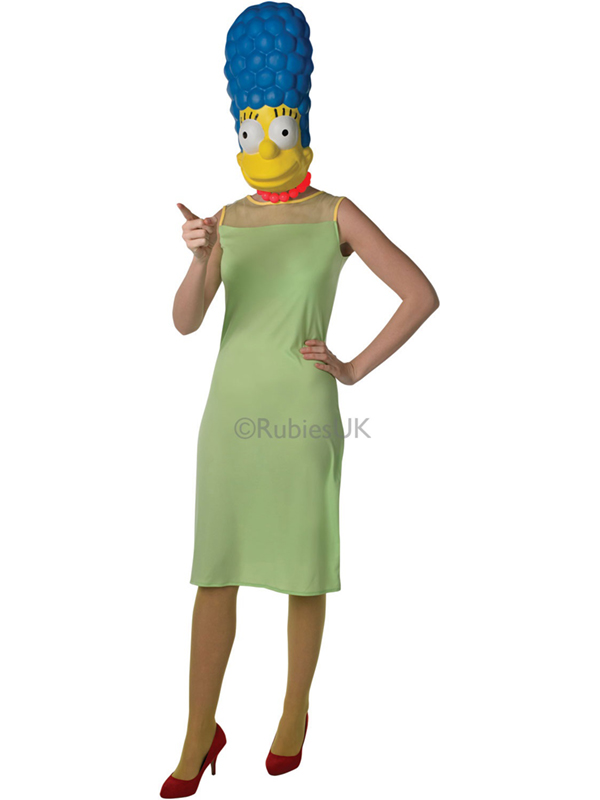 Adult The Simpsons Marge Simpson Outfit Fancy Dress Costume & Mask