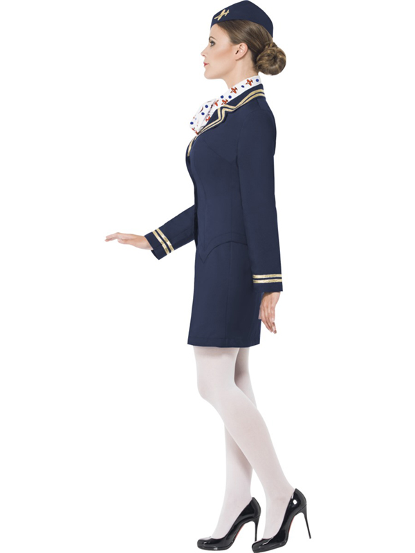 Air Hostess Stewardess Cabin Crew Ladies Ba Style Fancy Dress Costume + Hat