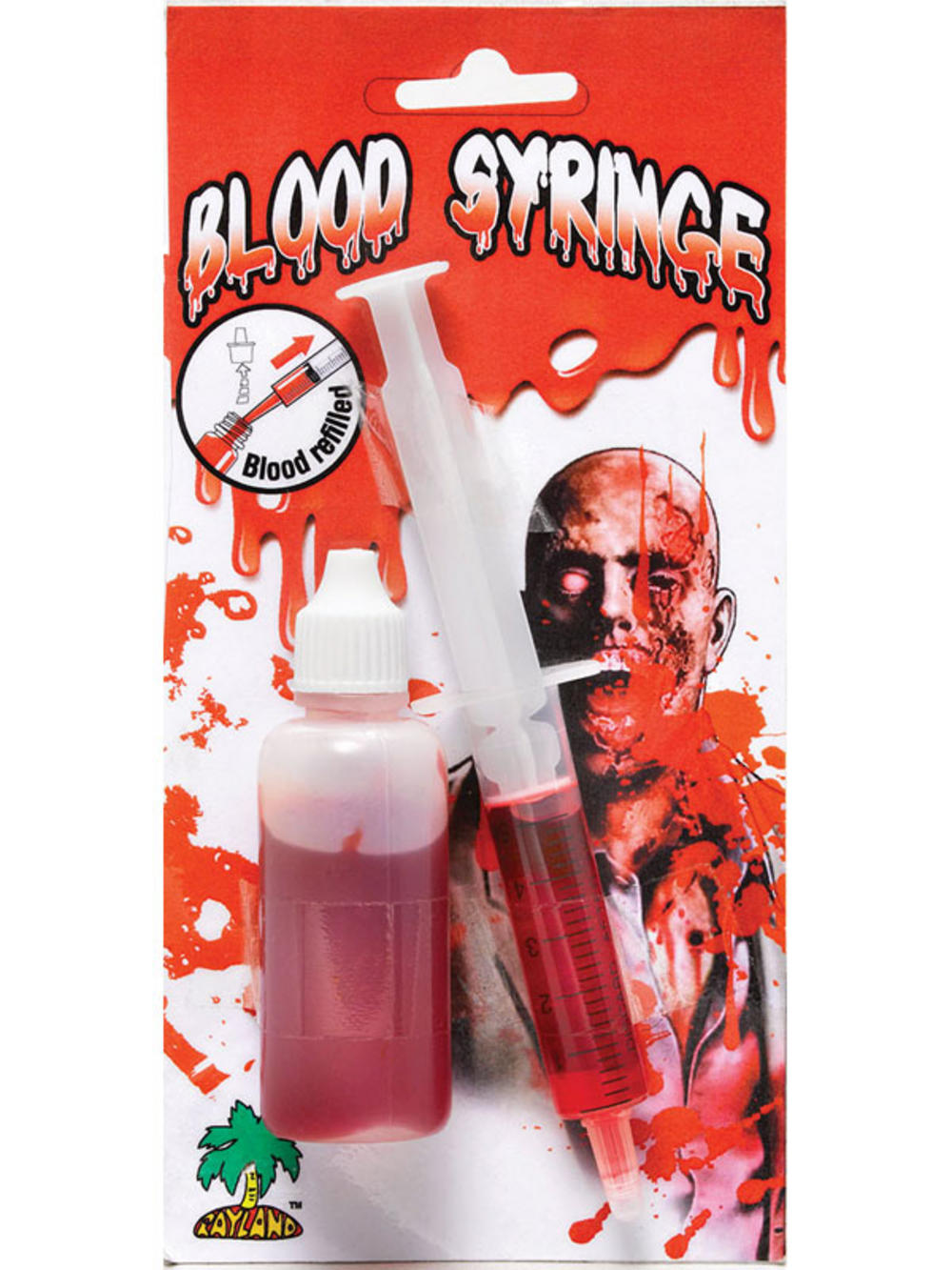 Halloween Syringe With Fake Vampire Blood Refill Fancy Dress Accessory