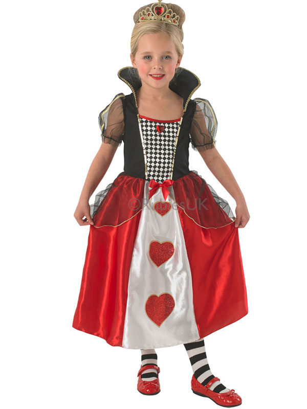 Child Queen Of Hearts Outfit Fancy Dress Costume Alice in Wonderland Kids Girls