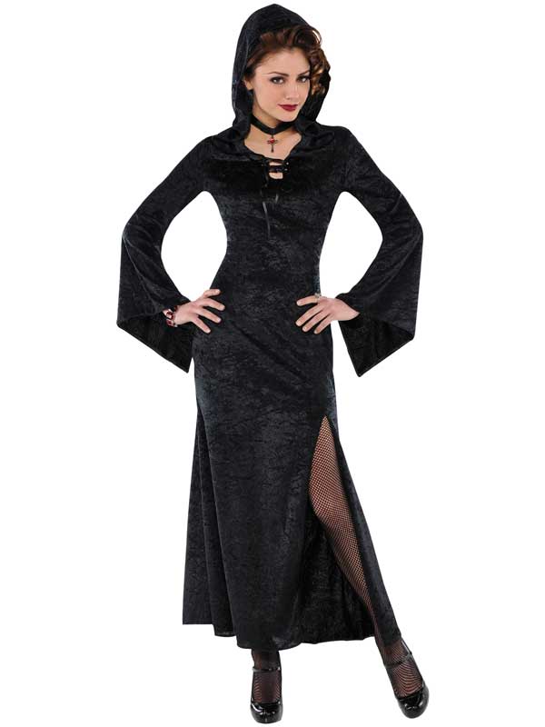 Adult Enchantress Costume Ladies Vampire Hooded Robe Halloween Fancy Dress New
