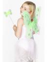 View Item Childs Green Butterfly Angel Fairy Princess Wings & Wand Fancy Dress Girls