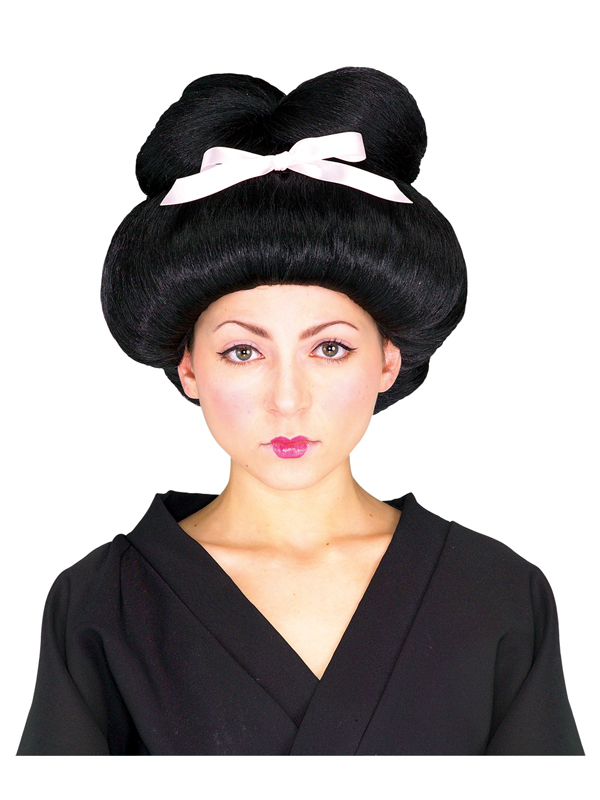BLACK JAPANESE GEISHA WIG ACCESSORY FANCY DRESS eBay