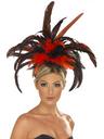 View Item Red Black Burlesque Feathered Headband Fancy Dress