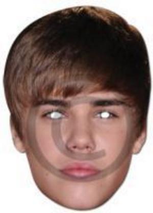 justin bieber cut out mask. justin bieber fake mask.