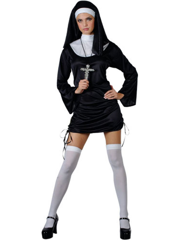 Adult Ladies Sexy Naughty Nun Religion Hen Party Fancy Dress Costume Bn