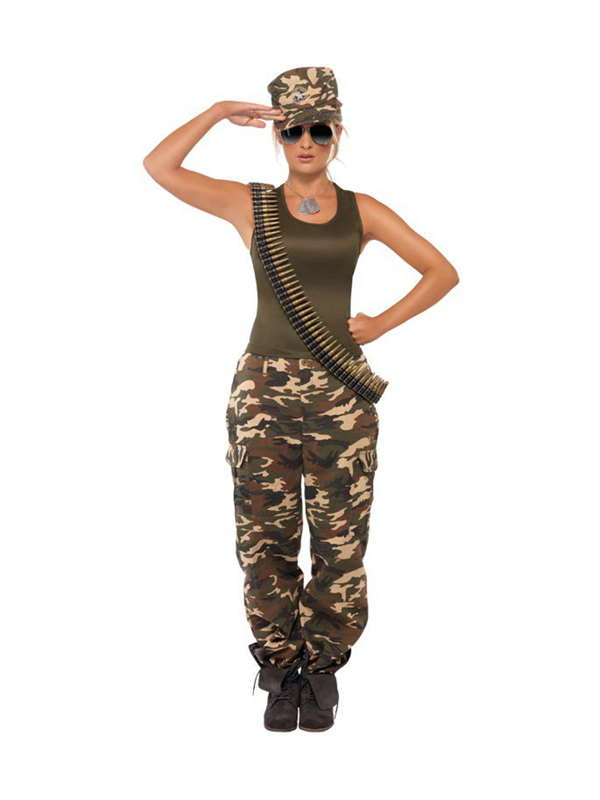 Ladies Sexy Army Military Soldier Uniform Fancy Dress War Costumes UK