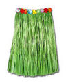 View Item Green Hawaiian Grass Skirt Fancy Dress Hula Grass Skirt With Flowers Accessory