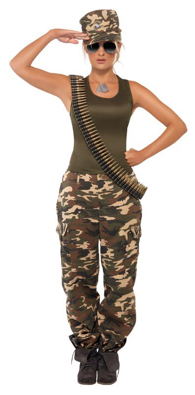 Adult Ladies Army Girl Fancy Dress Combat Military Uniform Costume