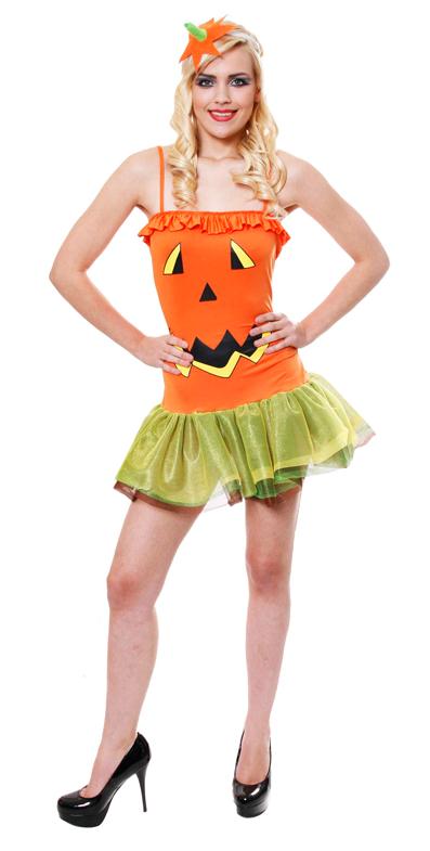 Adult 8 10 Female Pumpkin Outfit Fancy Dress Costume Sexy Halloween Womens 0983