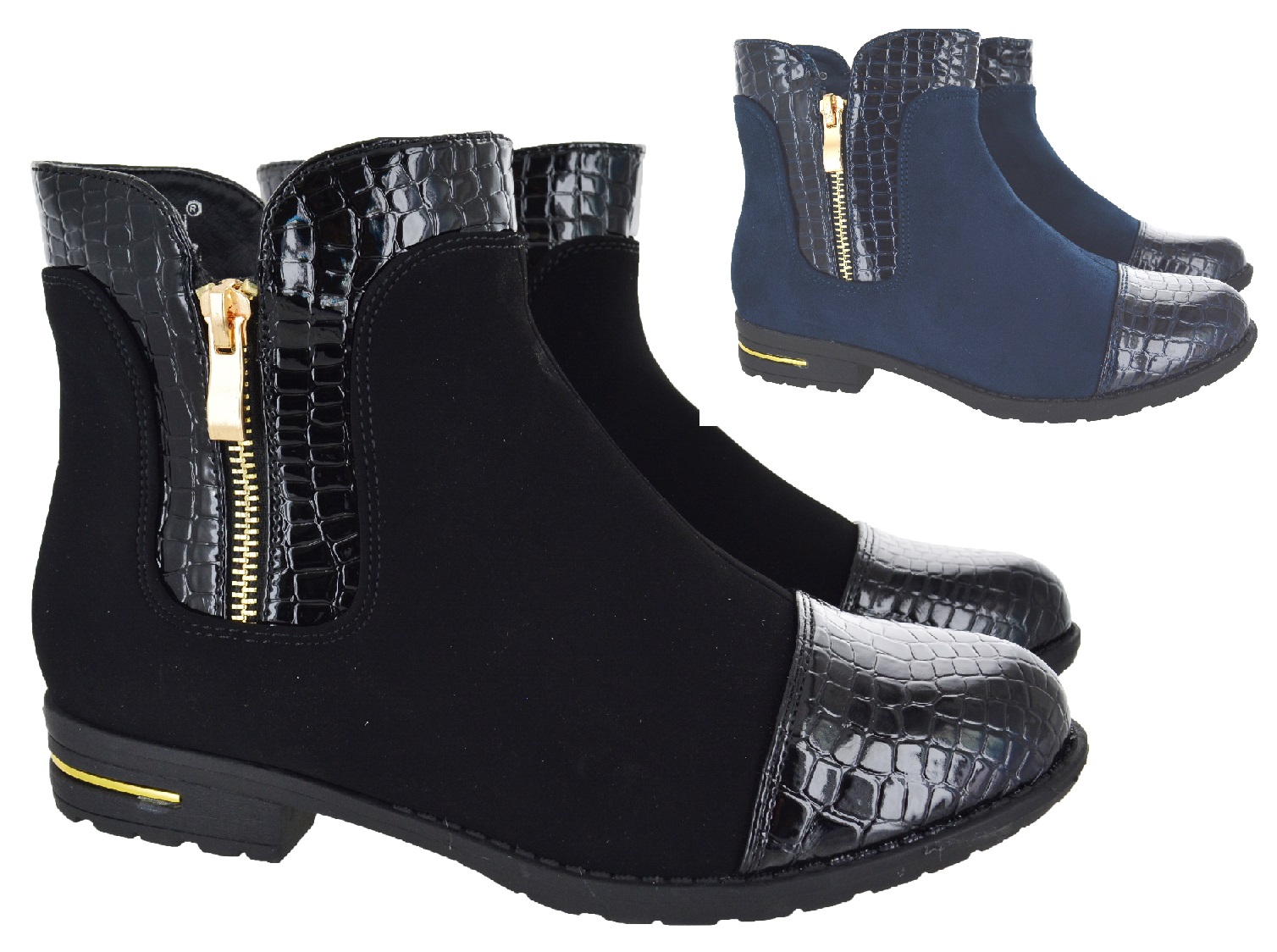 ankle boots with gold trim