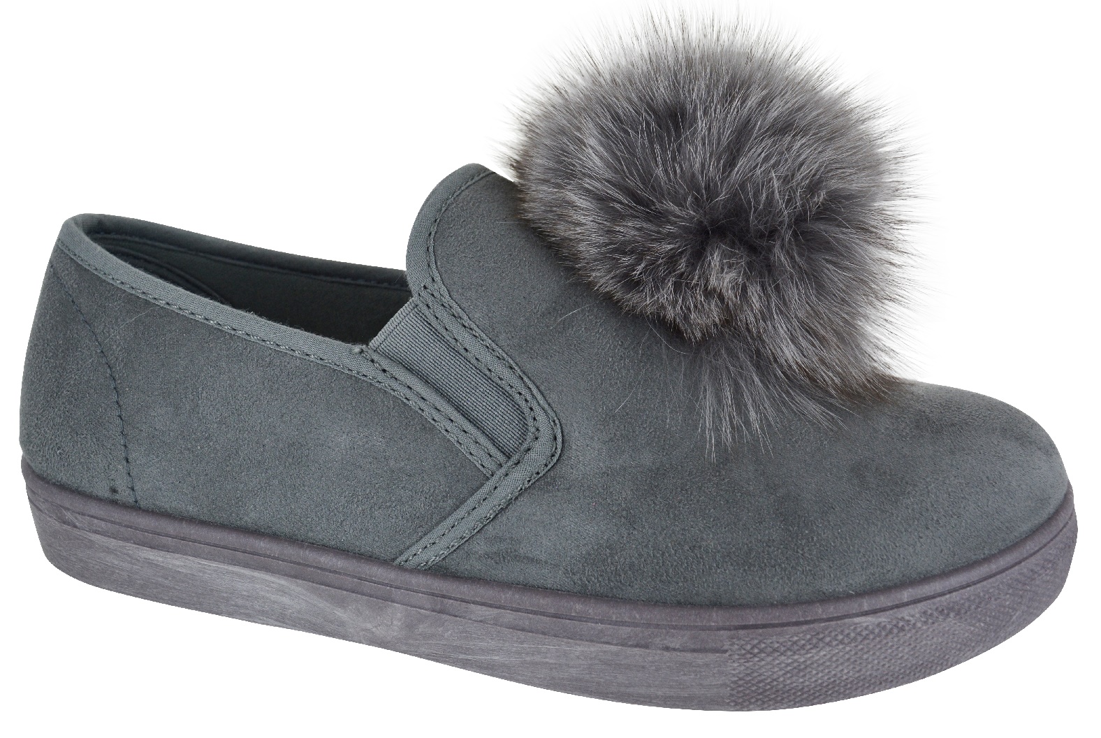 LADIES WOMENS POM POM FUR FLUFFY PUMPS TRAINERS LOAFERS FLAT HEEL SHOES