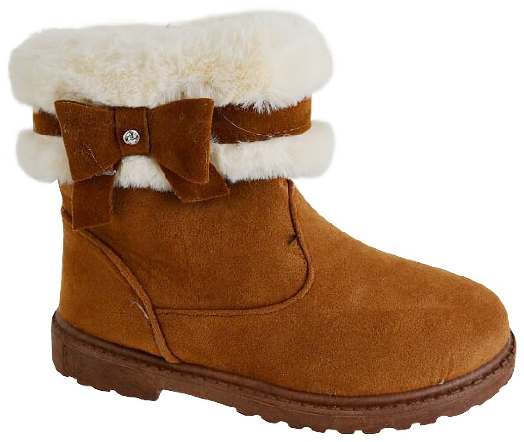 KIDS GIRLS CHILDREN FLAT GRIP SOLE ZIP FUR LINED ANKLE SNOW WARM BOOTS SIZE 8-13