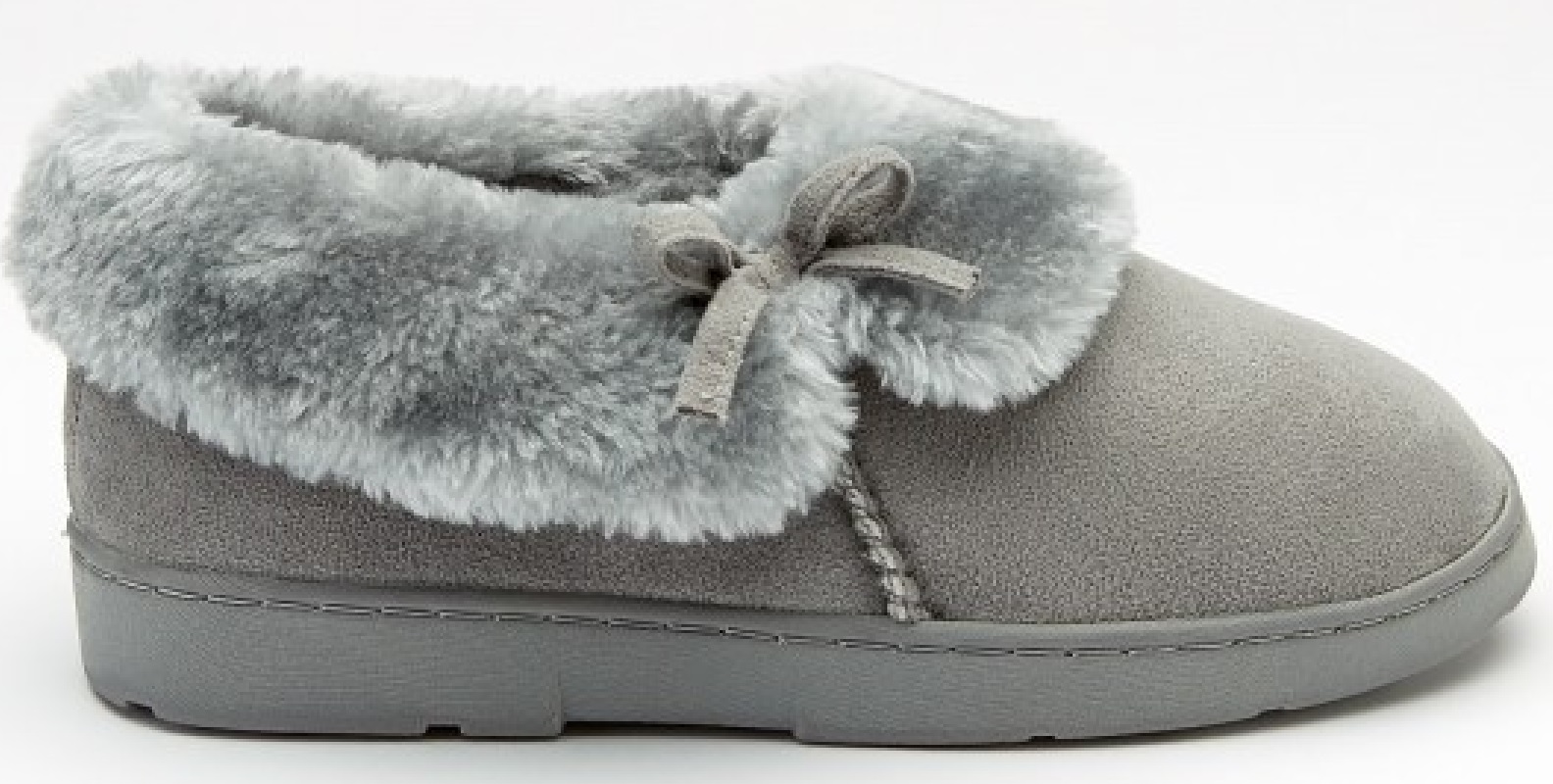 LADIES COMFY FAUX FUR BED SHOES WOMENS WARM FIRM ANKLE SLIPPERS BOOTIES SIZE 3-8