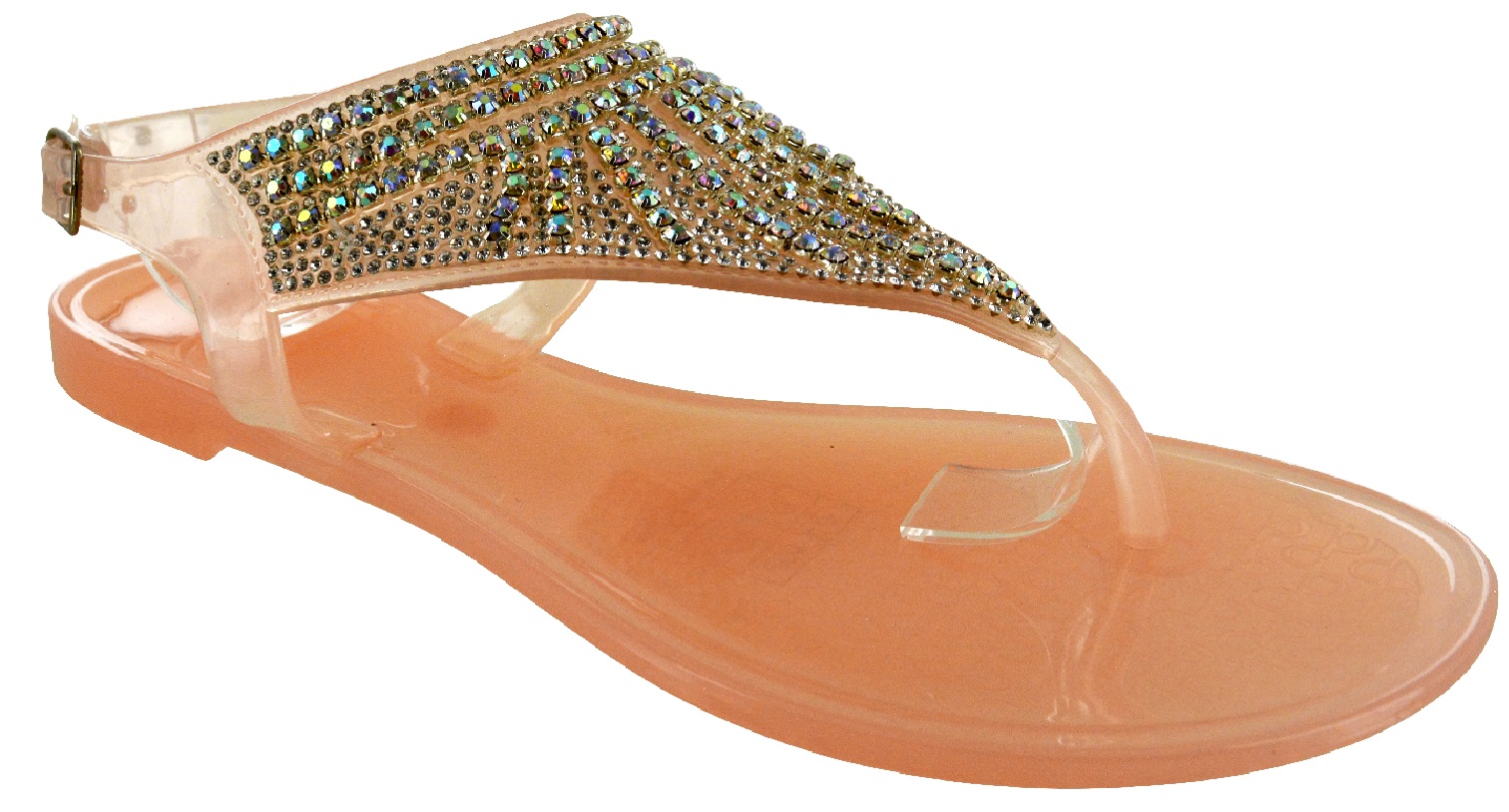 Femme Plat Strass Gelée Été pieds Post Tongs Plage Sandales Chaussures