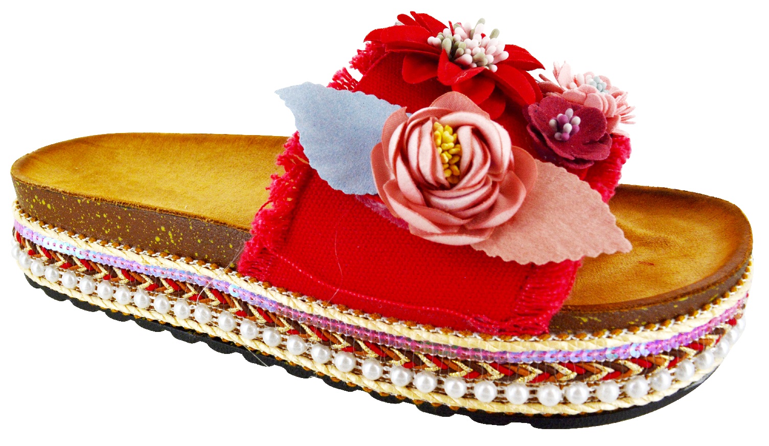 WOMENS FLAT FLORAL ESPADRILLE STYLE WEDGE PLATFORM HEELS LADIES SUMMER SANDALS