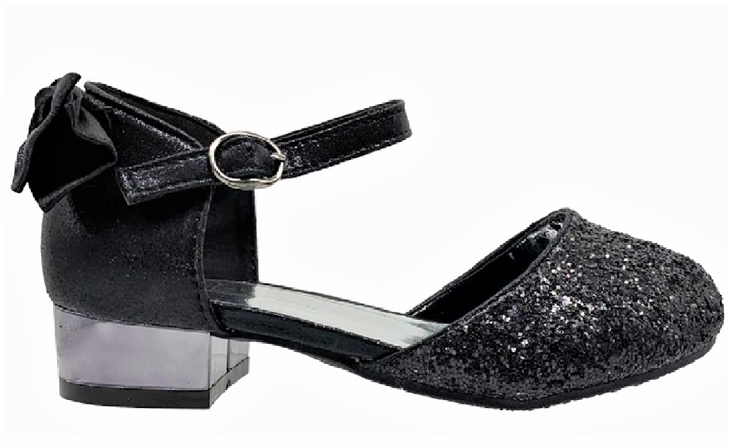 Enfants Bébé Filles Talon Bas Paillettes Noeud Brillant Fête Chaussures Sandales Tailles