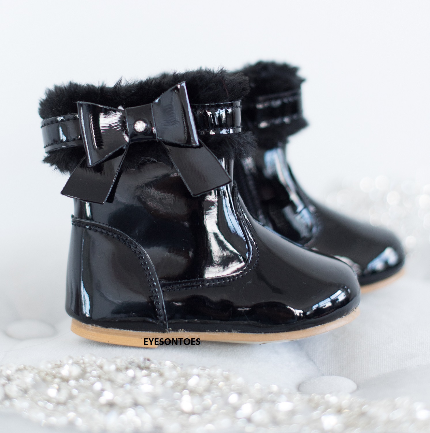 Enfant Bébé Strass Enfants filles Bow Bébé Chaussure Cheville Hiver espagnol Boot sz