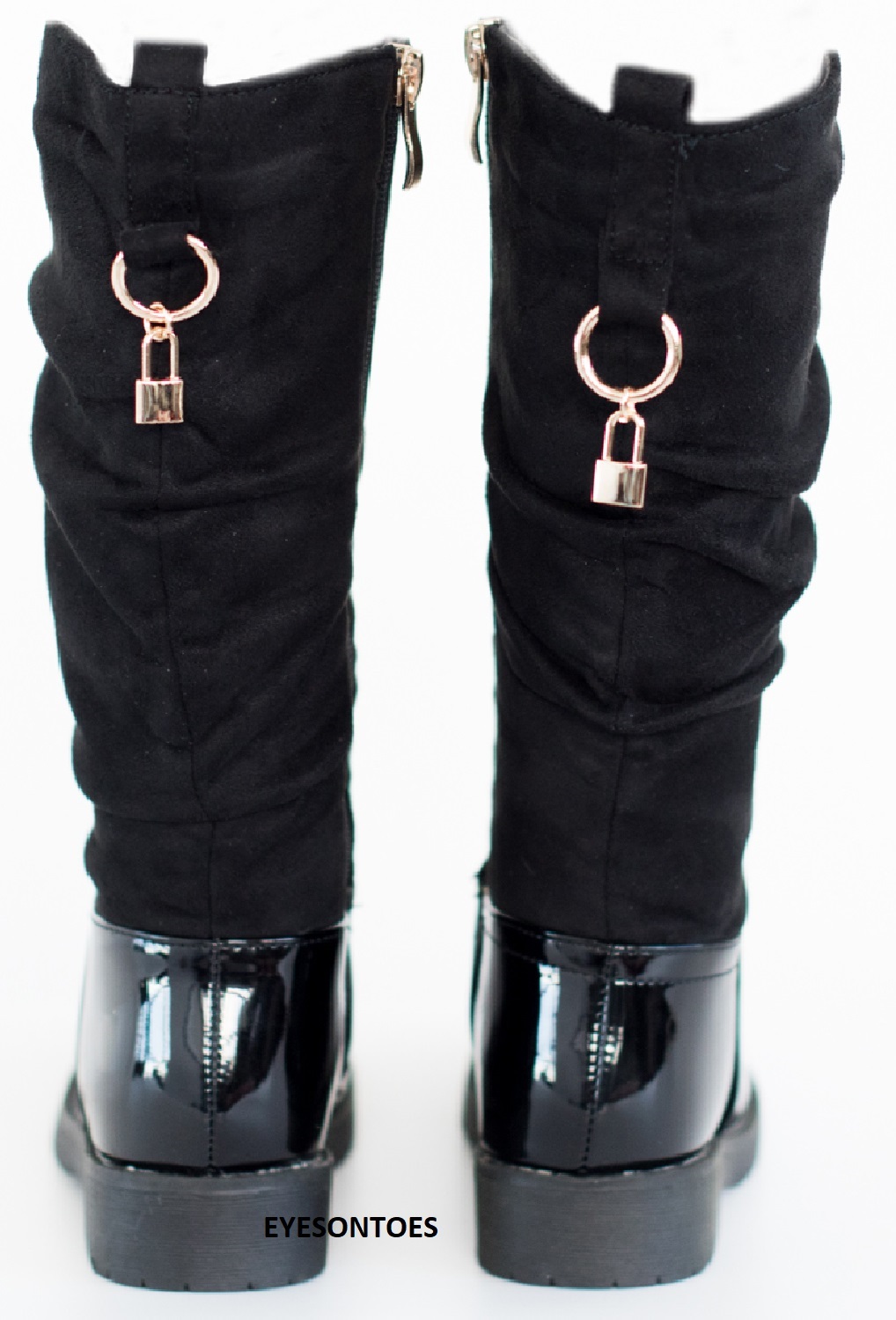 CHILDRENS PATENT GIRLS OVER THE KNEE KIDS SCHOOL MID CALF WINTER ZIP FLAT BOOTS
