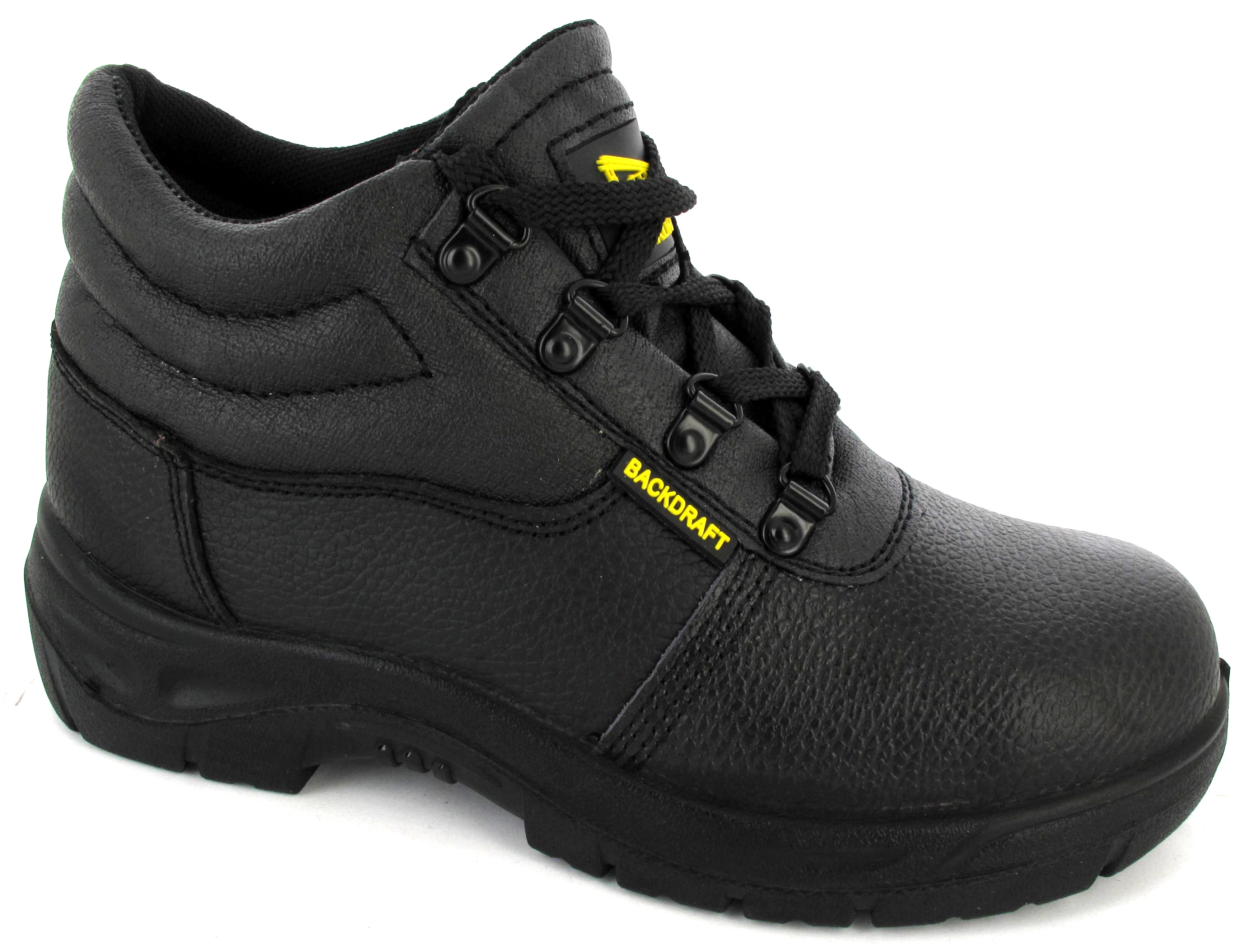MENS BLACK CHUKKA SAFETY STEEL TOE WORK SHOE LACE BOOT