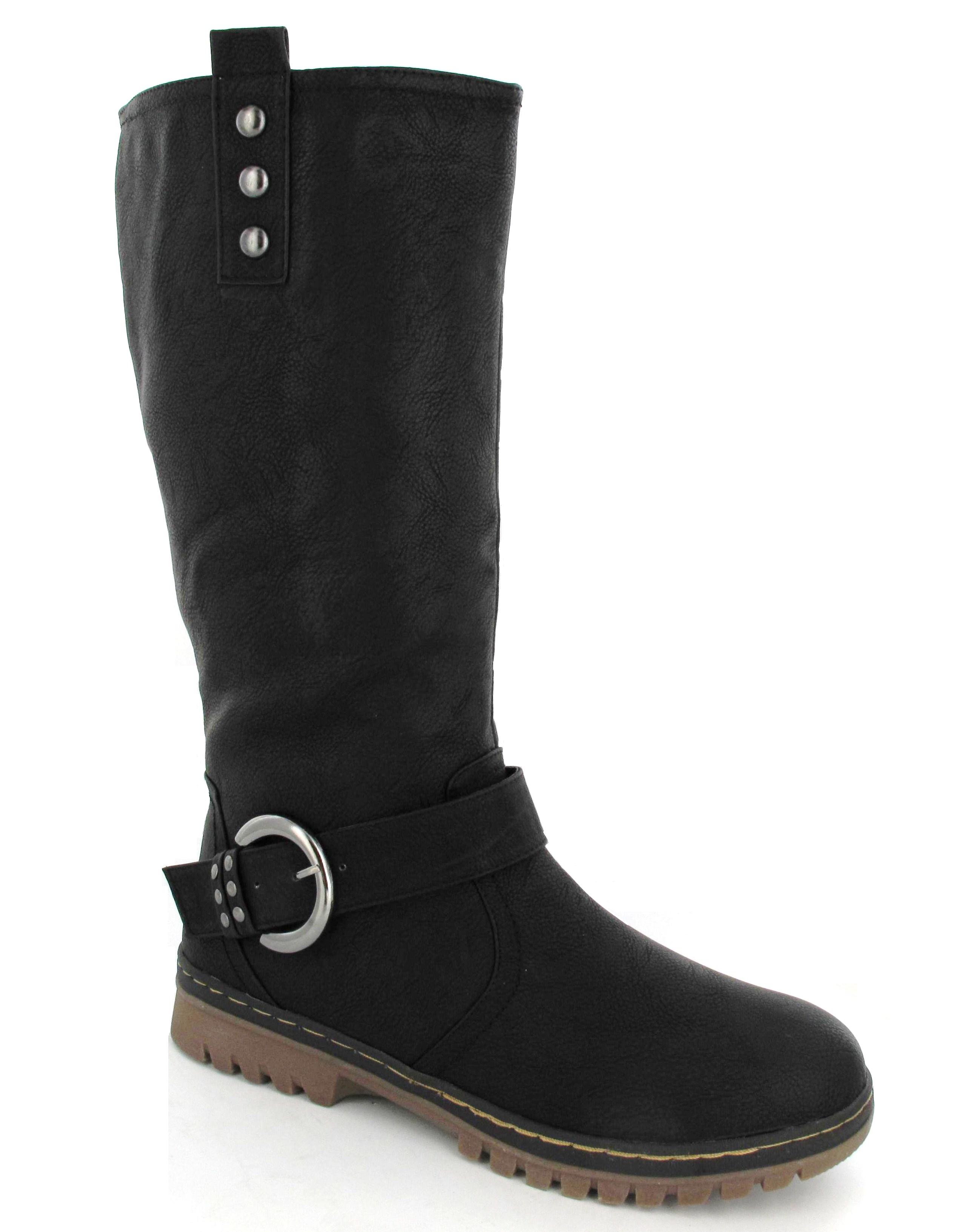 WOMANS NEW HARD SOLE WINTER FLAT BIG SIZES BOOTS LARGE