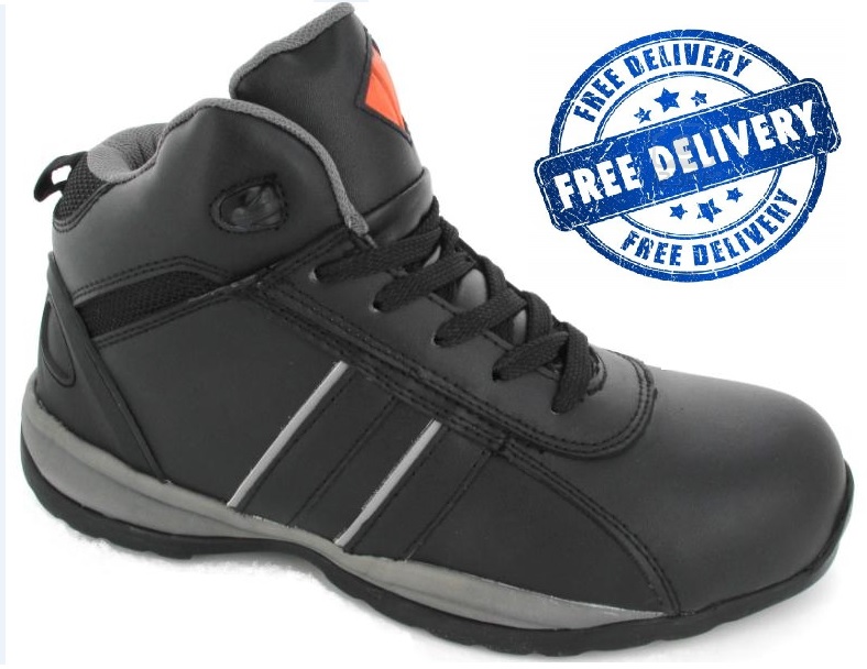 MENS LADIES SAFETY TRAINERS LIGHTWEIGHT STEEL TOE CAP HIGH TOP HIKING