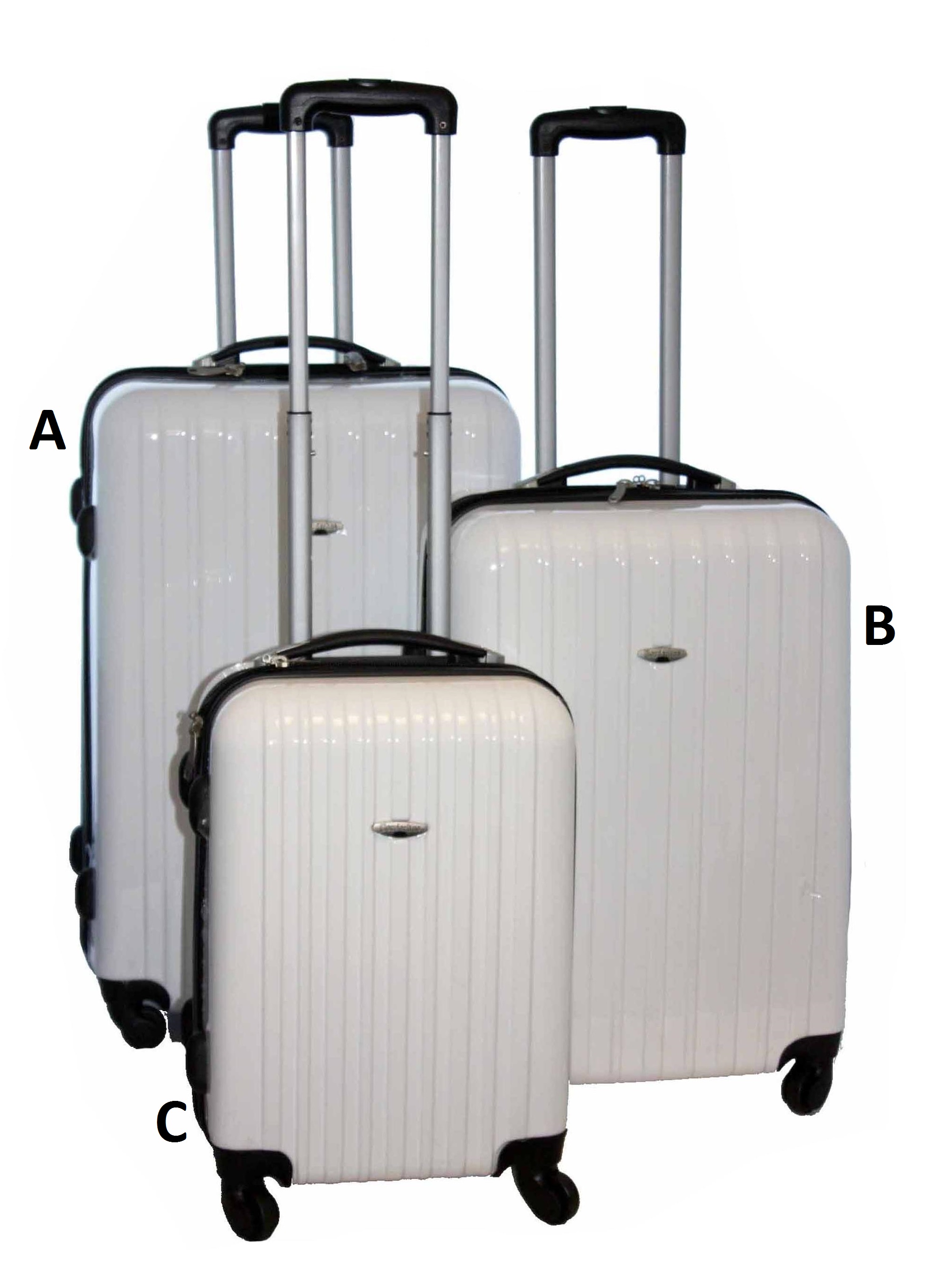 TROLLEYS SUITCASE HARD SHELL WHITE TRAVEL LUGGAGE TRUNK 4 WHEEL SPINNER