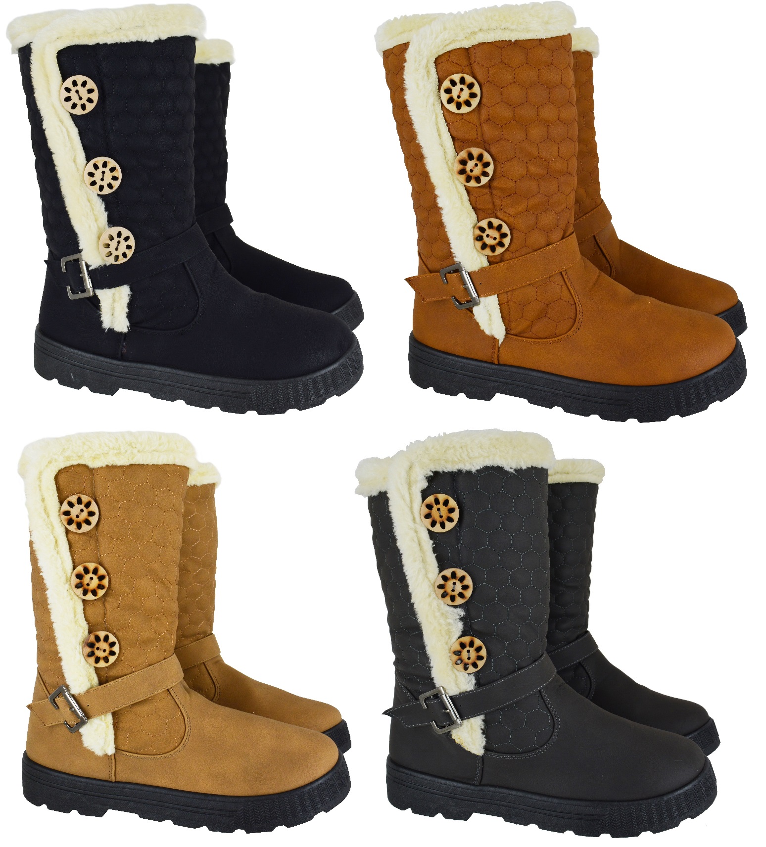 LADIES QUILTED WINTER FUR LINED WOMANS FASHION SNOW ANKLE BOOTS SHOES UK SIZES eBay