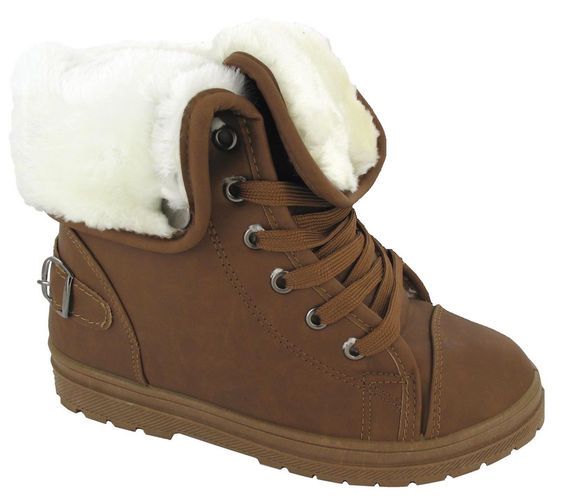 LADIES FUR TRAINER WOMANS AKLE BOOTS WINTER WARM SNOW GRIP