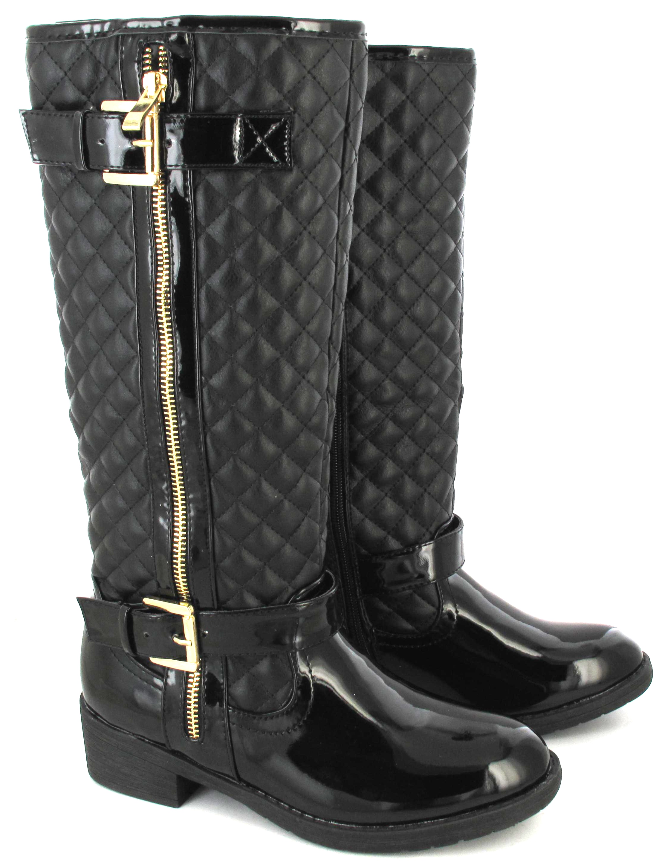 LADIES WOMENS BLACK PATENT FLAT RIDING CASUAL KNEE HIGH BOOTS SIZE UK 3-8 SALE!! | eBay