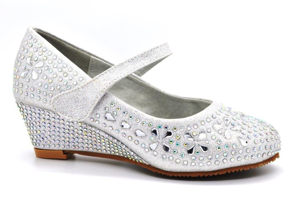 S Kids Childrens High Mid Heel Diamante Party Bridesmaid S Kids Childrens High Mid Heel Diamante Party