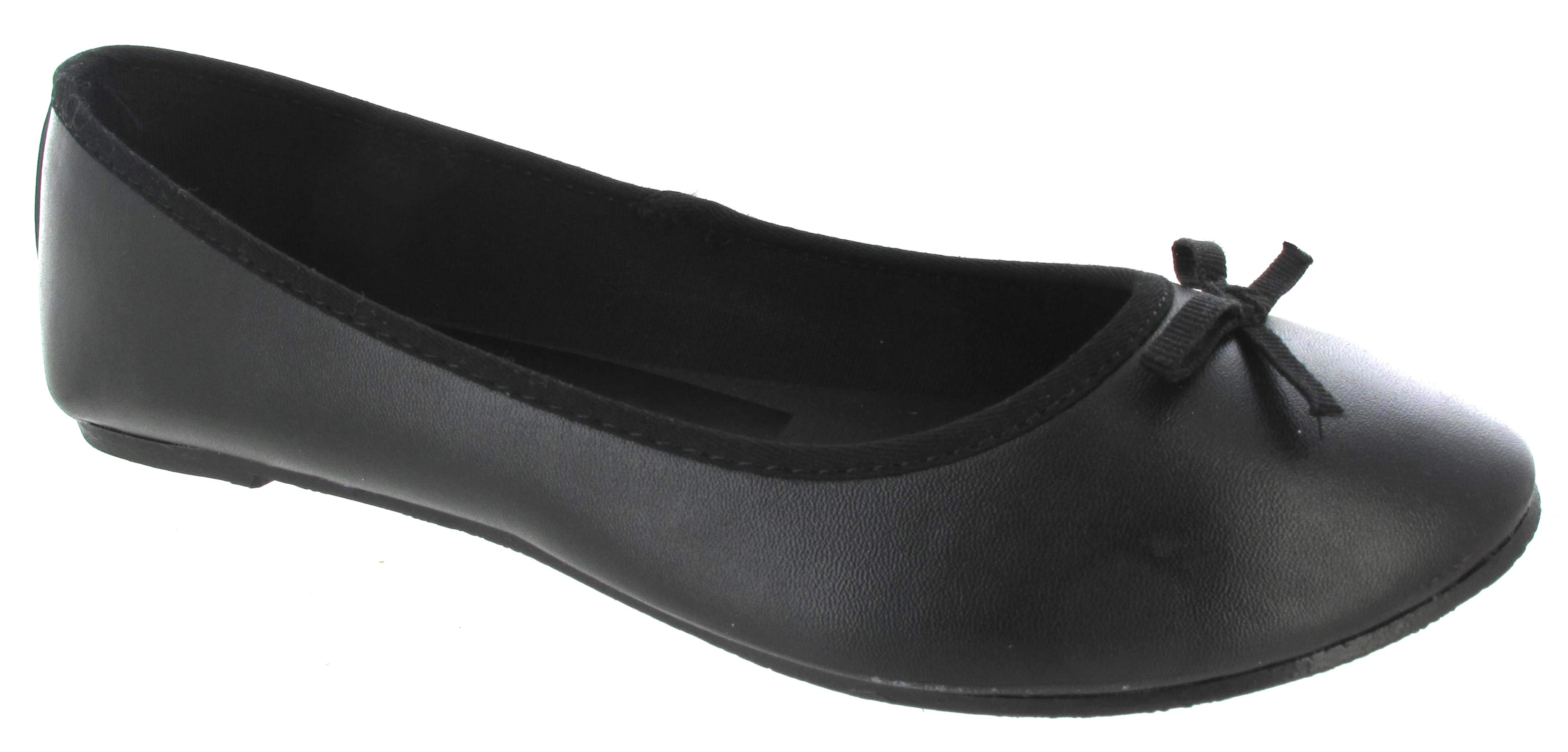 LADIES FLAT BOW BALLET BALLERINA PUMPS PLAIN WOMANS WORK SCHOOL DOLLY SHOES SIZE - Picture 2 of 8
