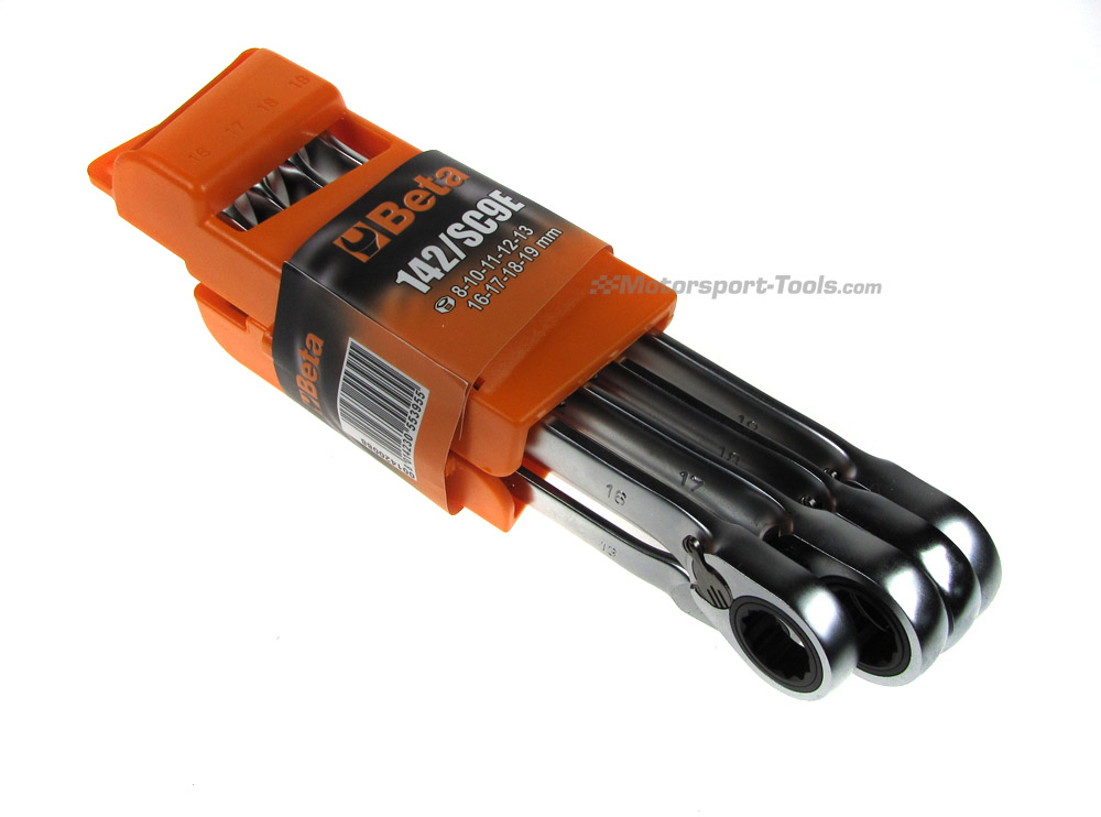 Beta Tools Reversible Ratchet Spanner Set Wrenches 819mm with Holder